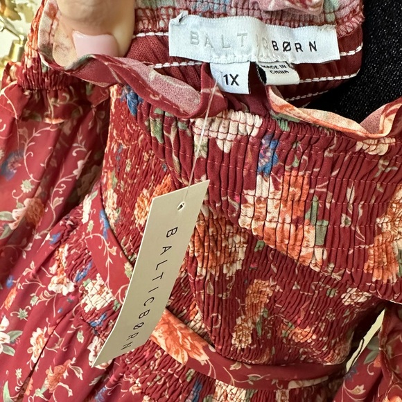 NWT Baltic Born Floral Smocked Midi Dress | Balloon Sleeves | Fall | 1X X-Large - Picture 14 of 16